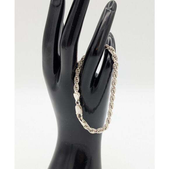 VTG 925 Italy Sterling Silver 5mm Rope Large Lobster Claw Clasp Bracelet 13.99g